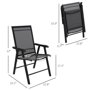 English Elm Outsunny Set Of 4 Portable Folding Chairs, Stackable Sling Patio Seating For Beach, Lawn & Camping W2225P174068-GIGA