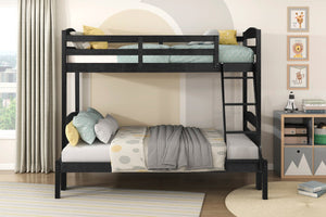 English Elm Twin Twin-over-Twin Bunk Bed with Guard Rails and Ladder, Wood-Engineered Frame, Space-Saving Dorm Style Black 81.5 L x 20.5 W x 10 H B011P362599