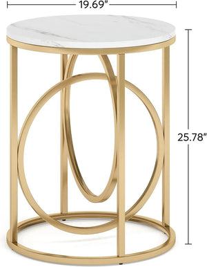 English Elm Wooden Round Side Table Compact Farmhouse End with Scratch Resistant Surface T3971P450036