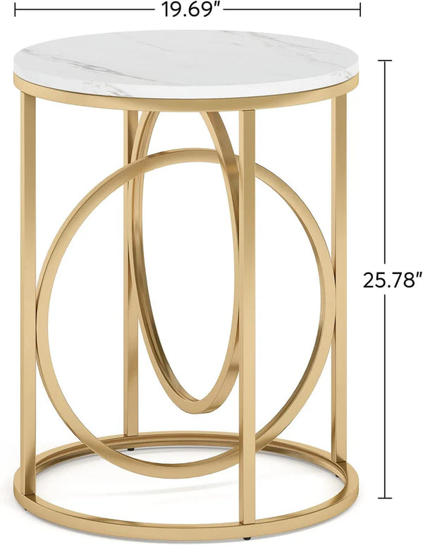 English Elm Wooden Round Side Table Compact Farmhouse End with Scratch Resistant Surface T3971P450036