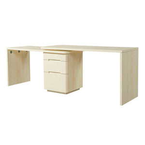 English Elm 90" Rotating L-shape Executive Desk Natural Melamine Mdf Surface Three Drawers Home Office Natural Wood N751S383638K