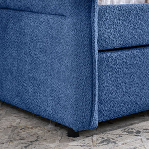 English Elm Full Size Boucle Daybed with Pop up Trundle Tufted Upholstered Sofa Sleeping Blue W1413S00176