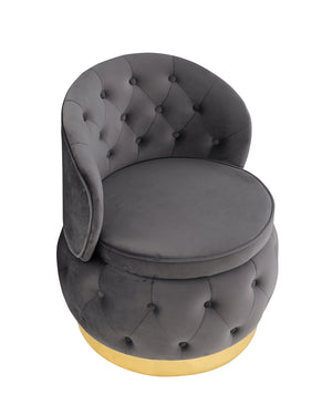 English Elm 360 Degree Swivel Cuddle Barrel Accent Storage Chairs Plush Velvet Round Armchair with Hidden Storage and Luxurious Comfort Gray W1420P198928