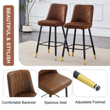 English Elm Brown Suede Skin Velvet Bar Stool - Black Metal Legs With Gold Spray Decoration.Set Of 2 Chairs.Brown,Bar Stool,Black Spray,