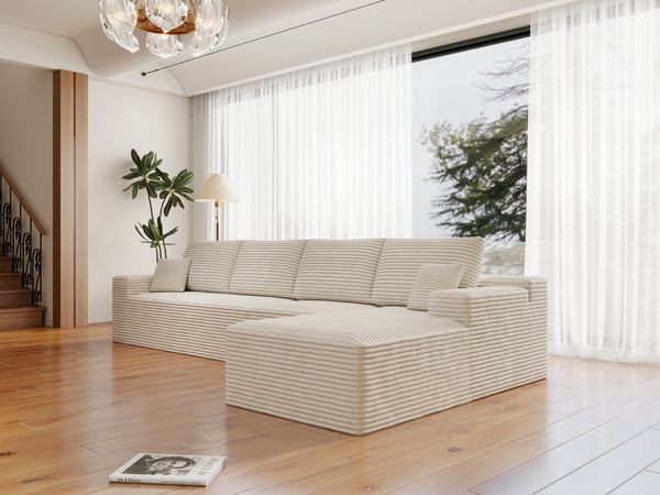 English Elm 131.9*68.9"Modular Sectional Sofa - Plush Corduroy, No Assembly, Versatile 4-Piece Design For Any Space W3819S00053