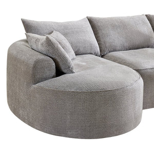 English Elm 124.5-inch Curved Chenille Sectional Sofa with Pillows Deep Seat Living Room Couch Grey W3612S00033