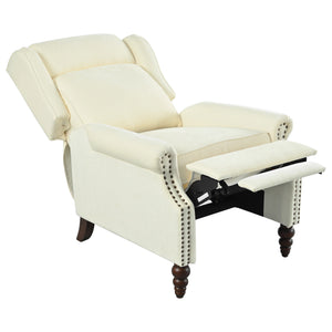English Elm Christopher Knight Home® - 29.75" Push Back Recliner Chair with Wingback Design, Gourd Wooden Legs, Polyester Upholstery, Cozy Comfort Beige N763P201072A