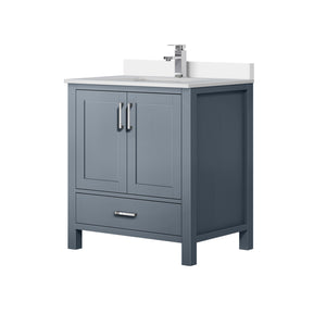 English Elm Dark Grey 30" Bath Vanity with White Quartz Top, Soft-Close Drawer, Chrome Faucet, Spacious Storage B2731P259000