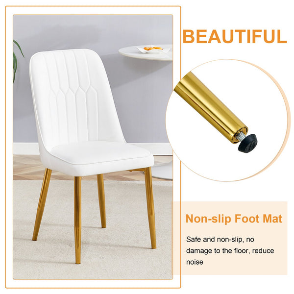 English Elm Table and Chair Set Marble Glass Top Gold Legs Pu Leather Seats Modern Dining Black,White+Gold W1151S04651