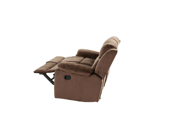 English Elm Motion Loveseat sleek bonded leather reclining sofa with solid wood frame and metal mechanism, luxe comfort for contemporary living spaces Chocolate 58 L x 31 W x 27 H B011P205571