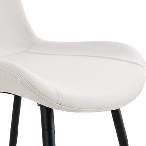 English Elm White Faux Leather Dining Chairs Set of Six with Black Metal Legs Modern Kitchen Seating W1151P180076