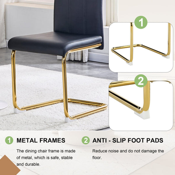 English Elm 4-pack Pu High-back Dining Chairs with Powder-coated Metal Legs for Modern Kitchens W3875P372874