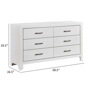 English Elm Eby Six Drawer Wide Dresser White Finish Black Nickel Hardware Bedroom Storage B056P416879