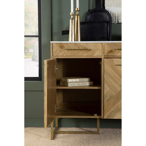 English Elm Paloma Herringbone Mango Wood Sideboard with Marble Top and Gold Legs B062P447721