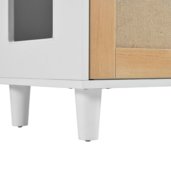 English Elm 2-piece Hidden Litter Box Cabinet with Scratching Doors Charging Station and Drawer N843S002406N