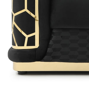 English Elm Talia Sofa with Kiln-Dried Hardwood Frame, Patterned Accents & Gloss Brass Trim for Modern Living Room Black 35 L x 26 W x 92 H B078P301559