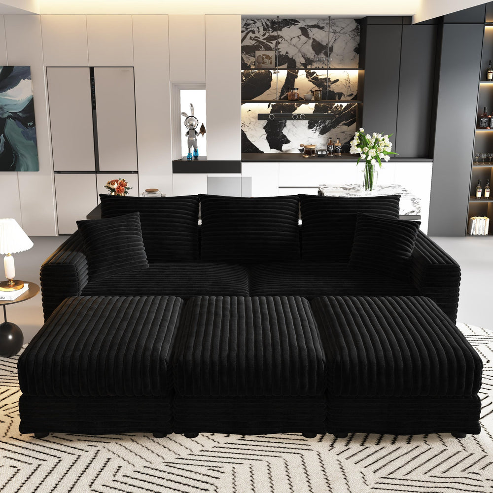 English Elm 82.6"upholstered Velvet Chesterfield Sofa with Button Tufting Nailhead Trim Rolled Arms Black W1885S00357
