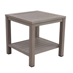 English Elm Aluminum Square End Table with Shelf – Rust-Free Multi-Color Outdoor Side Table for Patio, Poolside, Garden, Durable Design B010P307155