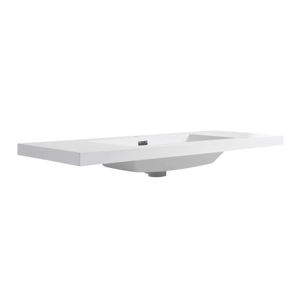 English Elm 48" Gloss White Resin Sink - 51.2" x22.8" x8.7" Durable Modern Top-Mount Basin, Long-Lasting Finish W999P194855