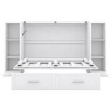 Hearth and Haven Reed Full Size Murphy Bed with Shelves, 2 Drawers and USB Ports, White LP000567AAK