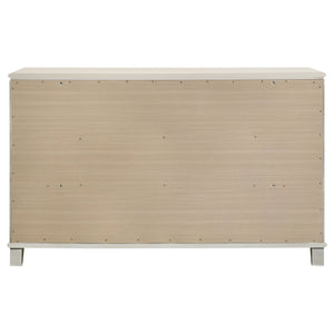 English Elm Gwendolyn Pearl White 6-Drawer Dresser Cabinet with Diamond Star Drawers, Jewelry Tray & Acrylic Legs B062P375502