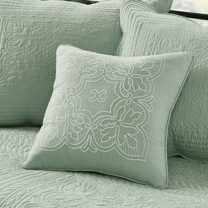 JLA Home Madison Park - 6 Piece Scalloped Daybed Cover Set with Embroidered Pillow, Antimicrobial Finish, Twin Fit Elegance Seafoam MP13-6464