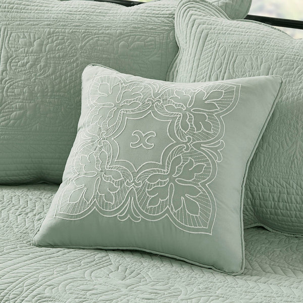JLA Home Madison Park - 6 Piece Scalloped Daybed Cover Set with Embroidered Pillow, Antimicrobial Finish, Twin Fit Elegance Seafoam MP13-6464