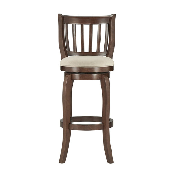 Homelegance By Top-Line Redford Linen High Back Swivel Bar Stool Brown Rubberwood