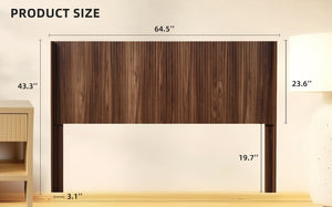 English Elm Wood Fluted Wingback Queen Headboard Wall Mounted Walnut Farmhouse Bedroom Accent W3520P327613