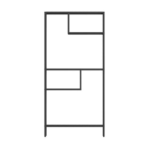 English Elm Modern Cube Storage Shelf with 4 Compartments, Metal Legs Freestanding Organizer for Living Room Home Office Decor and Display — 33W x 13D x 70H T2398P286673
