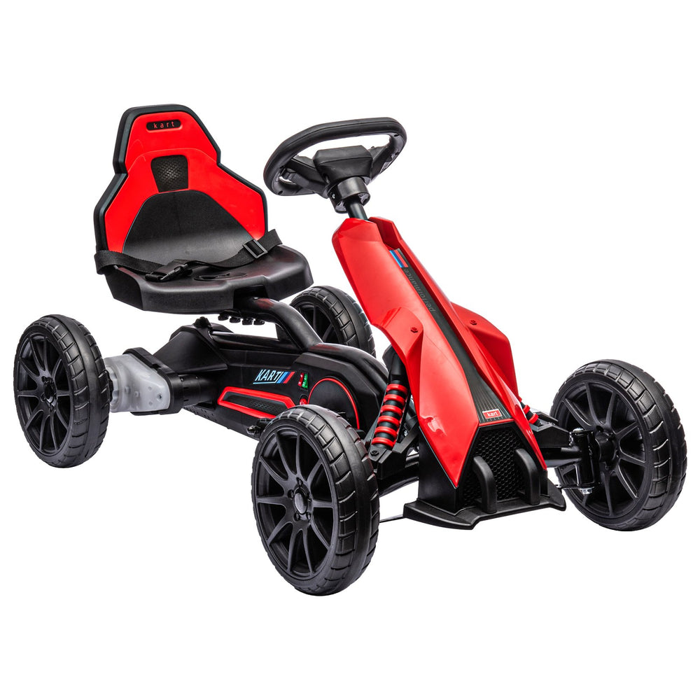 English Elm Aosom Kids Pedal Go Kart with Swing Axle Handbrake and Adjustable Seat for Ages 3 to 8 W2225P217195