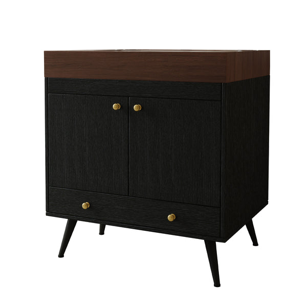 English Elm Contemporary Freestanding Bathroom Vanity Sintered Stone Top Ceramic Sink Storage Cabinet W3136S00060