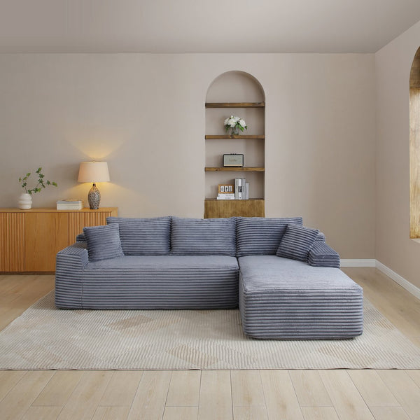 English Elm 105'' Modular Cloud Sectional with Deep Seat Corduroy Upholstery for Living Room W1117S00329