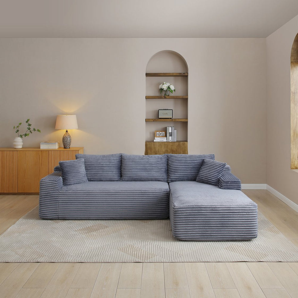 English Elm 105'' Modular L-shaped Sectional Deep Seat Corduroy Couch for Living Room Lounging W1117P377714