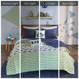 Urban Habitat Kids Finn Casual Shark Reversible Cotton Quilt Set with Throw Pillows UHK13-0041 Green / Navy