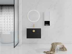 English Elm 28" Wall-Mounted Bathroom Vanity & Ceramic Sink With Side Cabinet, Soft-Close Doors For Modern Homes W999S00329