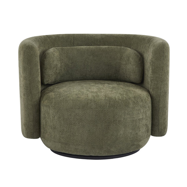 English Elm Christopher Knight Home® - Swivel Contemporary Accent Armchair with Lumbar Pillow, 360° Rotation, Metal Base Durability Green 37.75 L x 33.75 W x 26.5 H N776P368491G