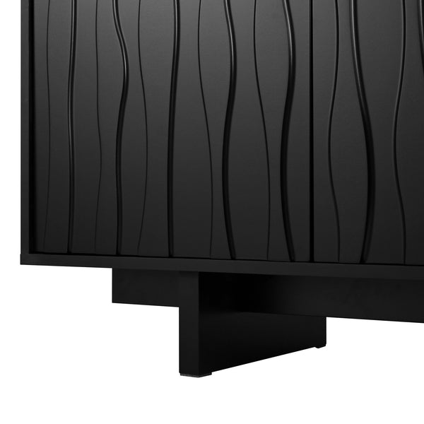 English Elm Retro Wood Grain Media Console Wavy Door Cabinet for Living Room Tvs 75 In N721P379534B