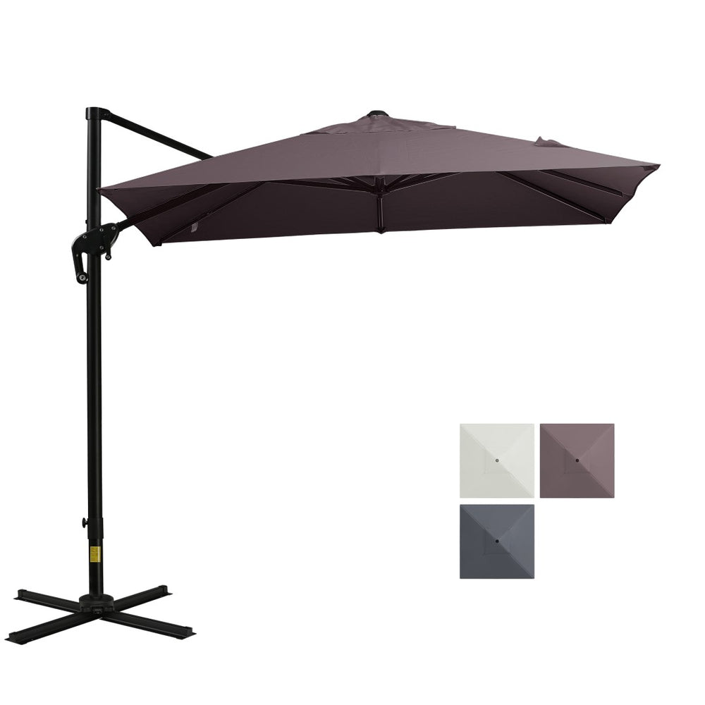English Elm Outsunny 8Ft Cantilever Patio Umbrella With 360° Rotation, Adjustable Tilt, And Durable Design W2225P174152-GIGA