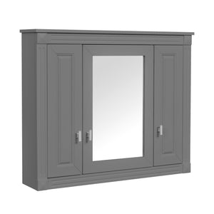 English Elm Bathroom Wall Cabinet Mirrored Mdf Three Door Over Toilet Gray Storage Unit N710P252503E