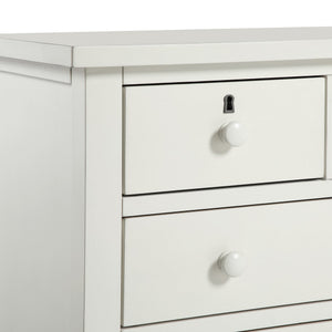 English Elm Georgina Distressed 4-Drawer Nightstand with French Dovetail Drawers and Decorative Faux Keyholes, 32" Antique White B050P376953