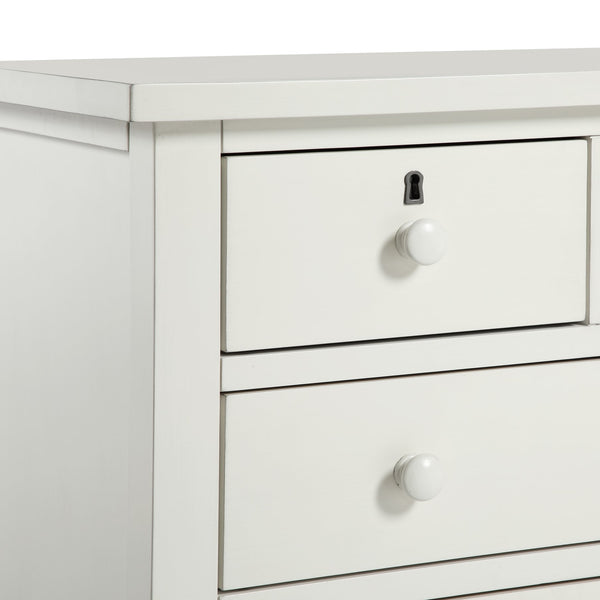 English Elm Georgina Distressed 4-Drawer Nightstand with French Dovetail Drawers and Decorative Faux Keyholes, 32" Antique White B050P376953