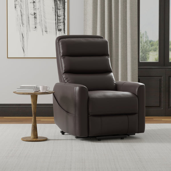 English Elm Faux Power Lift Chair with Premium Faux Leather, USB Charging, Side Pockets & Quiet Motor Recline Dark Brown B339P409526