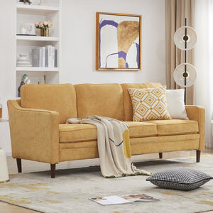 English Elm 80.31'' Upholstered Sofa in Antique Yellow – Curved Track Arms, High-Density Foam Comfort, Quick Assembly T2694P291456