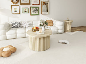 English Elm Coffee Table Set Of 2 - Modern Round Accent Tables For Stylish Living Room & Small Apartments W688P248113