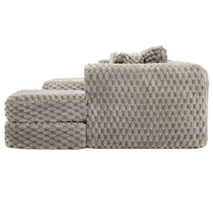 English Elm Swivel Barrel Accent Chair Chenille Tufted Round Club Seat for Living Room Lounge Grey N719S002360E