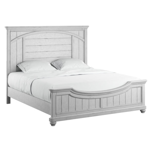 English Elm Wallace & Bay - Gray King Panel Bed with Coastal Oyster Shell Finish, Durable Wood Construction, Easy-Care Design B361S00003