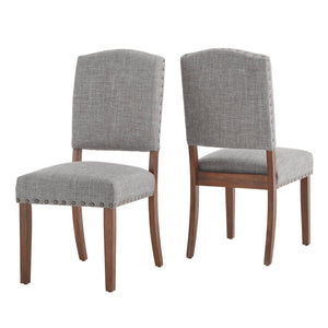 Homelegance By Top-Line Nicklaus Linen Nailhead Chairs (Set of 2) Brown Rubberwood