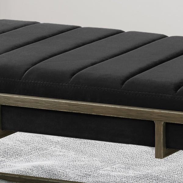 English Elm Christopher Knight Home® - Upholstered Velvet Ottoman Bench – Elegant Brass Frame, Chic Black Design For Modern Interiors N757P256384B