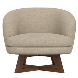 English Elm Swivel Barrel Accent Chair with X Base Foam Seat Neutral Beige Living Room Lounge B2709P496282